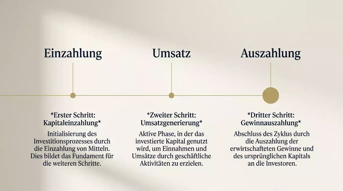 Auszahlung als geplanter Endpunkt des Wettprozesses in einer Übersicht