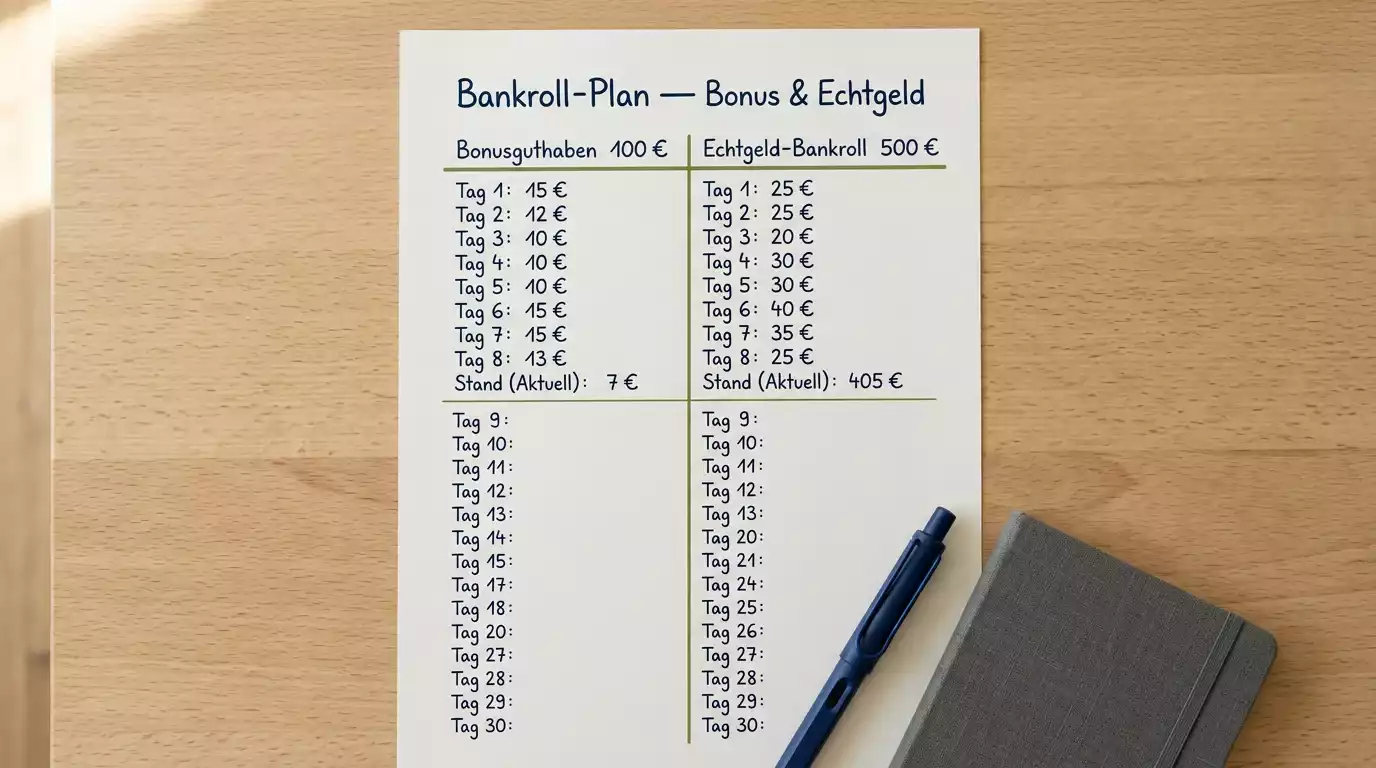 Aufzeichnung des Bankroll-Managements mit Einsatzplanung pro Wette