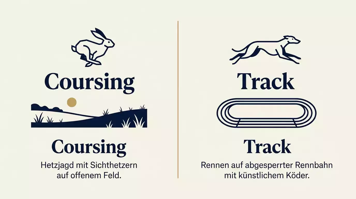 Klare Trennung zwischen Coursing und Track-Racing als zwei Windhund-Disziplinen