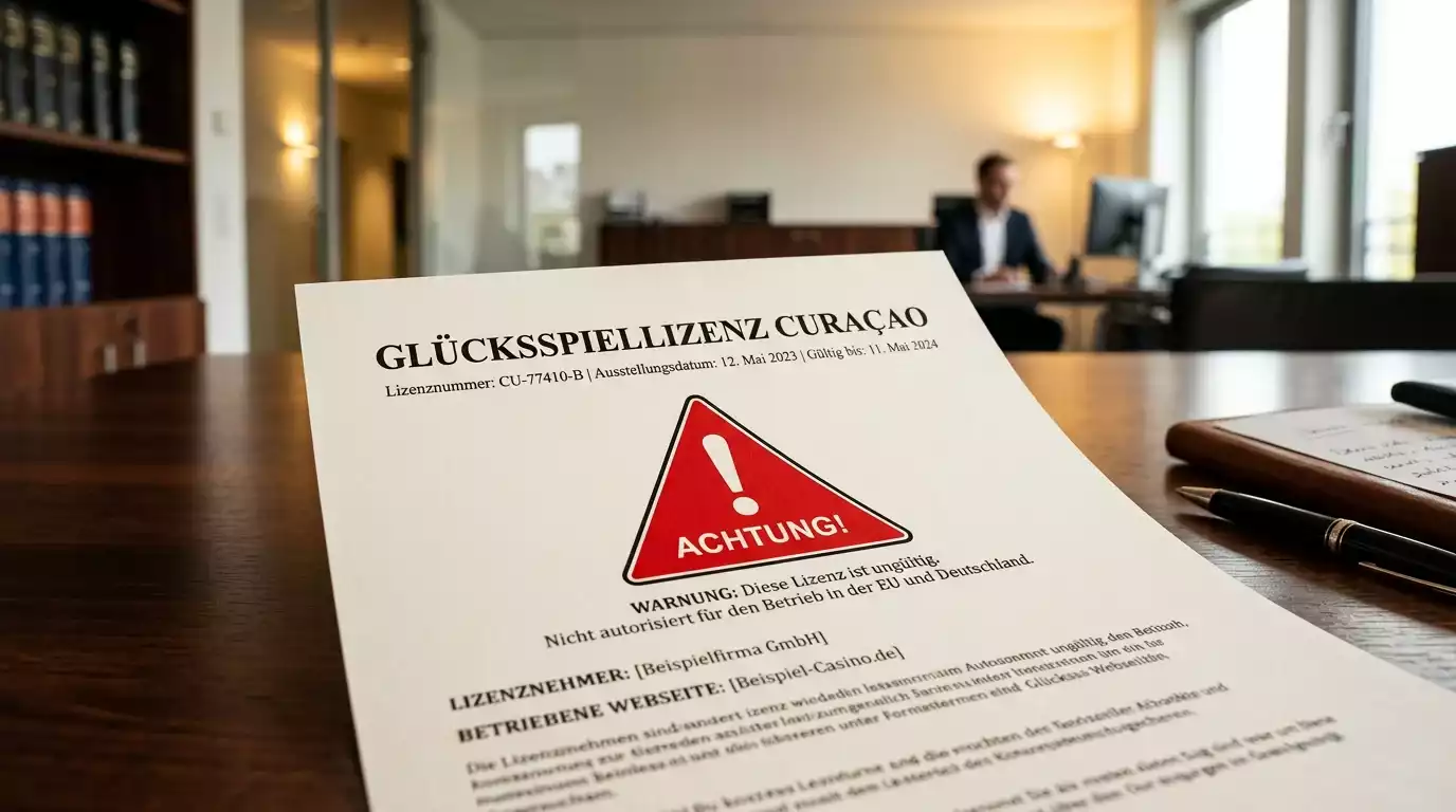 Warnhinweis zur Curacao-Lizenz im Footer eines ausländischen Wettanbieters