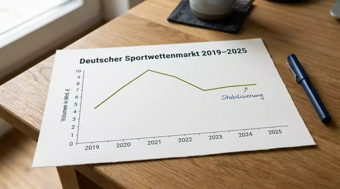 Diagramm zum deutschen Sportwettenmarkt mit 8,3 Milliarden Euro Volumen 2025