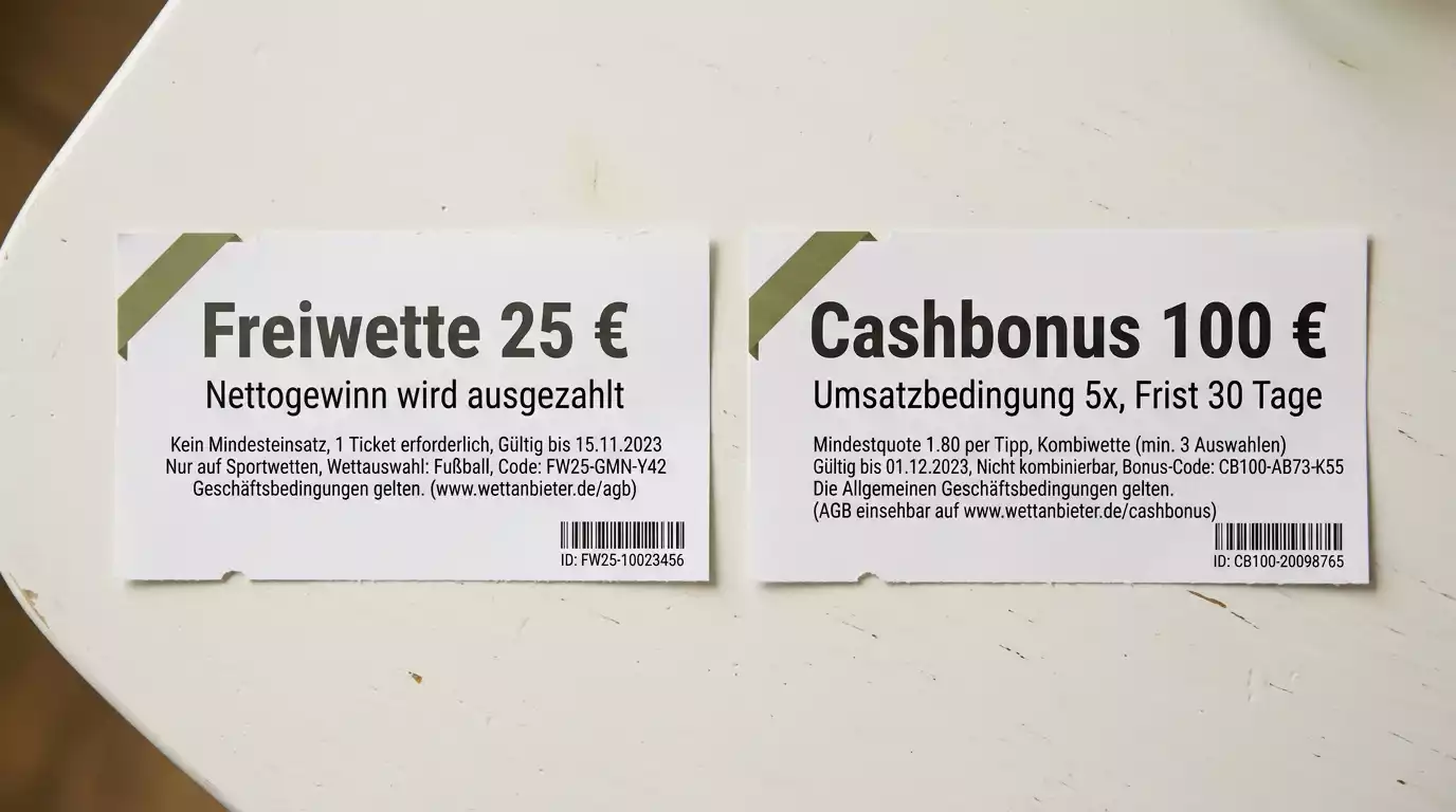 Freiwette-Wettschein neben Cashbonus-Guthaben für Hunderennen-Wetten
