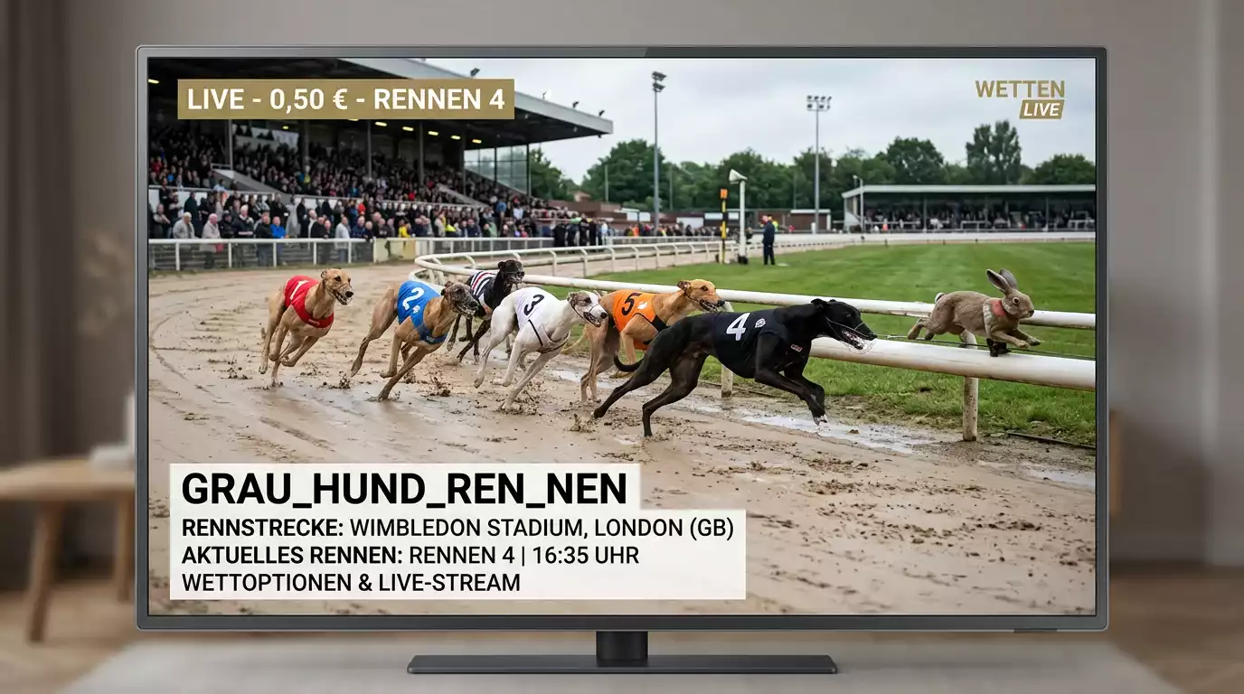 Cashout-Button während eines laufenden Greyhound-Rennens in der Wett-App