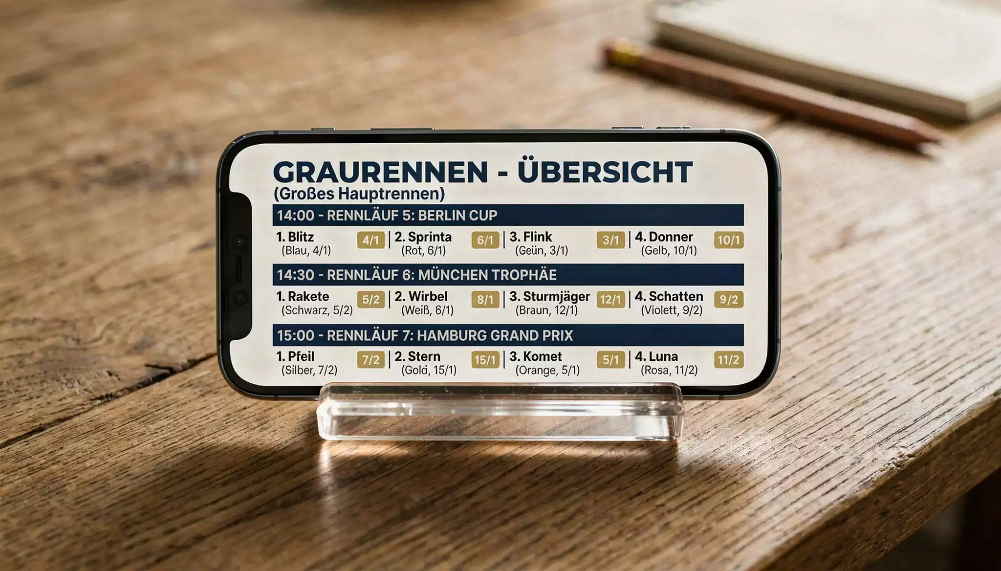 Push-Benachrichtigung vor einem Greyhound-Rennstart auf einem Smartphone