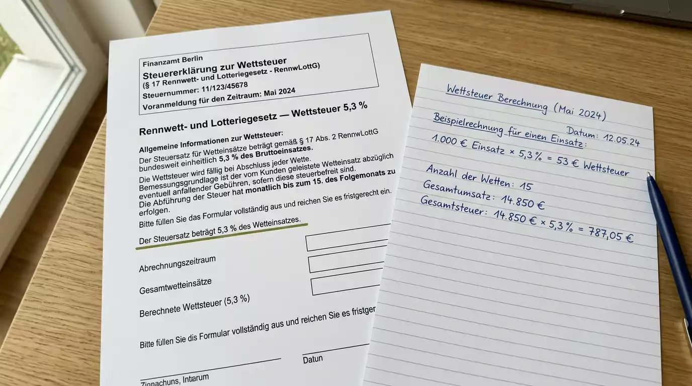 Auszug aus dem Rennwett- und Lotteriegesetz zur 5,3 Prozent Wettsteuer in Deutschland