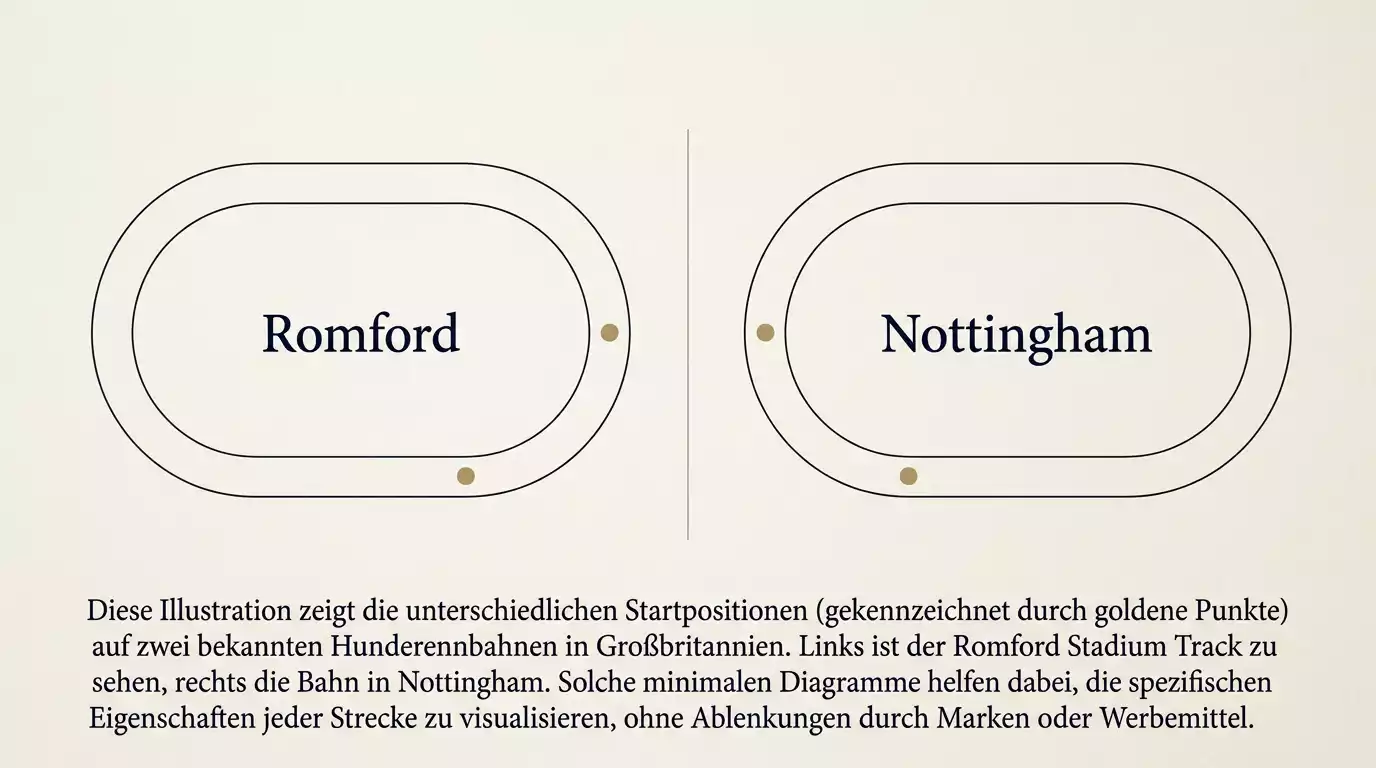 Vergleich des Trap-Bias zwischen Romford und Nottingham als Streckenkarte