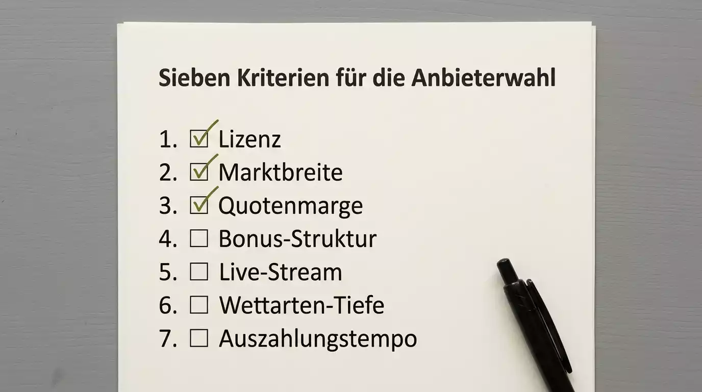 Checkliste mit sieben Kriterien zur Auswahl eines Wettanbieters für Hunderennen