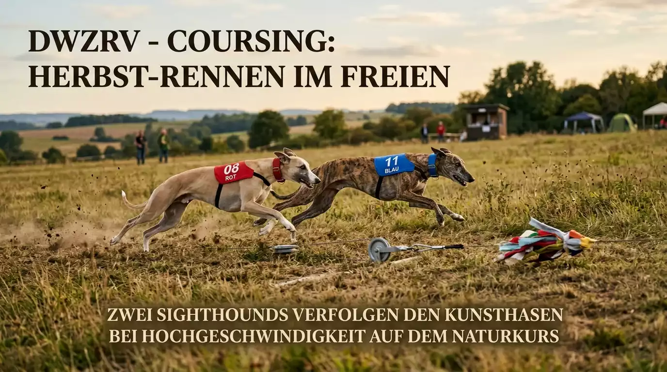 Ovale Track-Racing-Bahn mit Startboxen für sechs Greyhounds