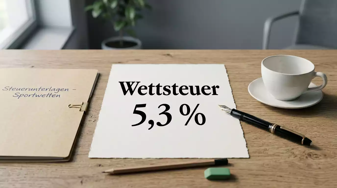 Symbolische Darstellung der deutschen Wettsteuer von 5,3 Prozent